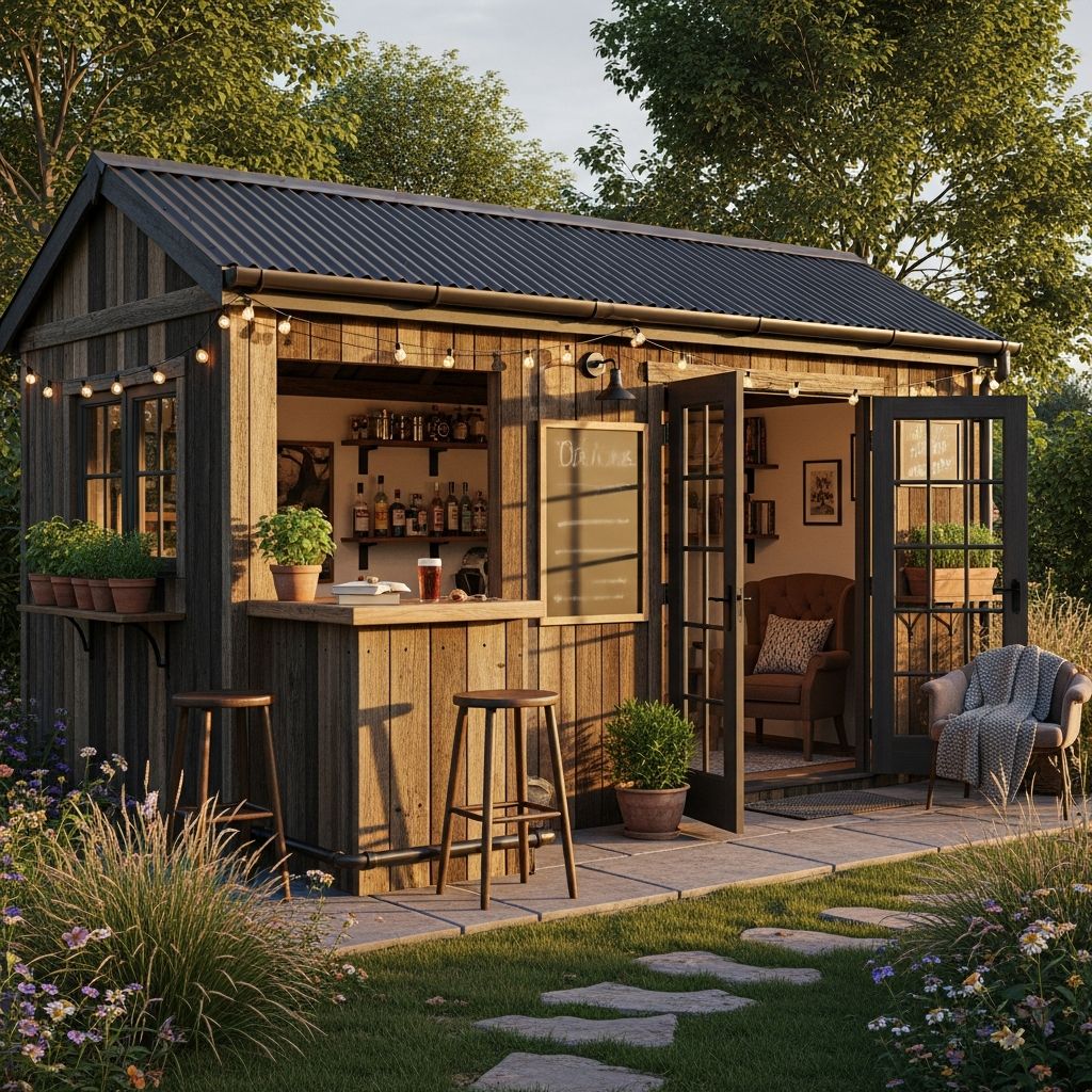 Turn a simple shed into a smart backyard pub that also works hard for storage and hobbies.