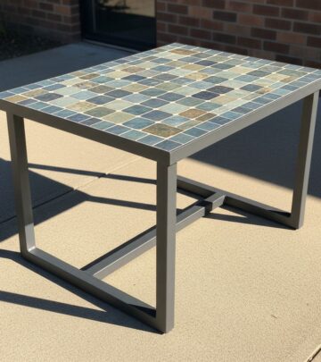 Create a durable, stylish outdoor table by combining a tiled top with a strong steel frame.