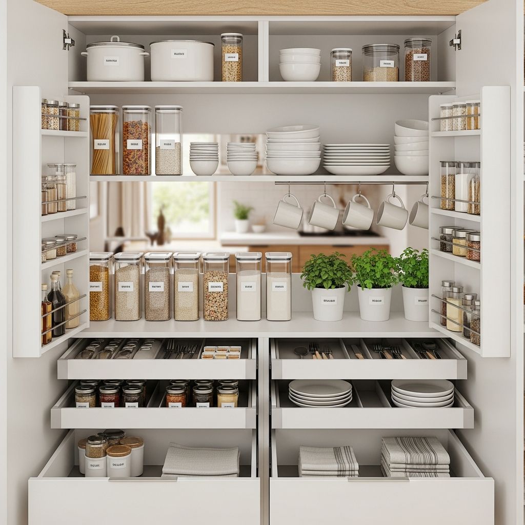 Transform cluttered cupboards into a calm, efficient cooking zone.