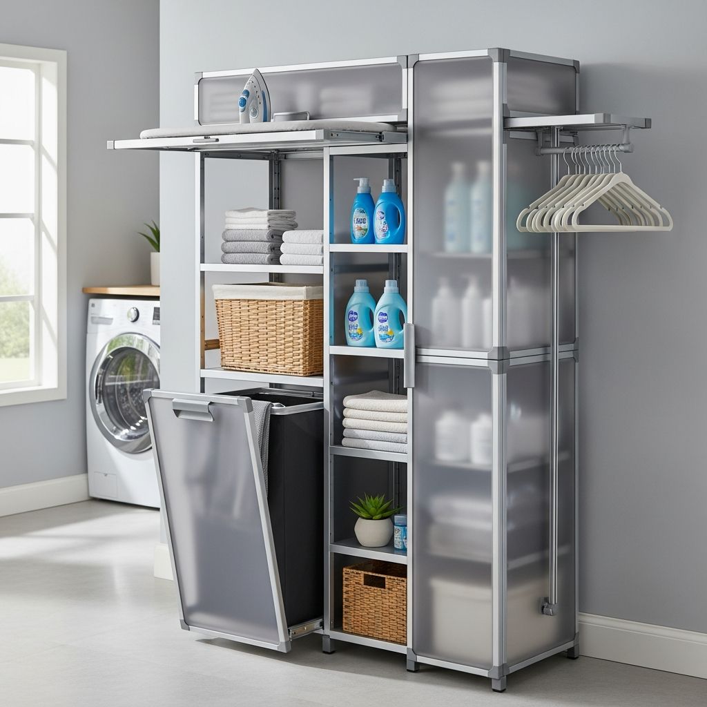 Maximize your laundry room space with portable storage solutions that organize and declutter efficiently.