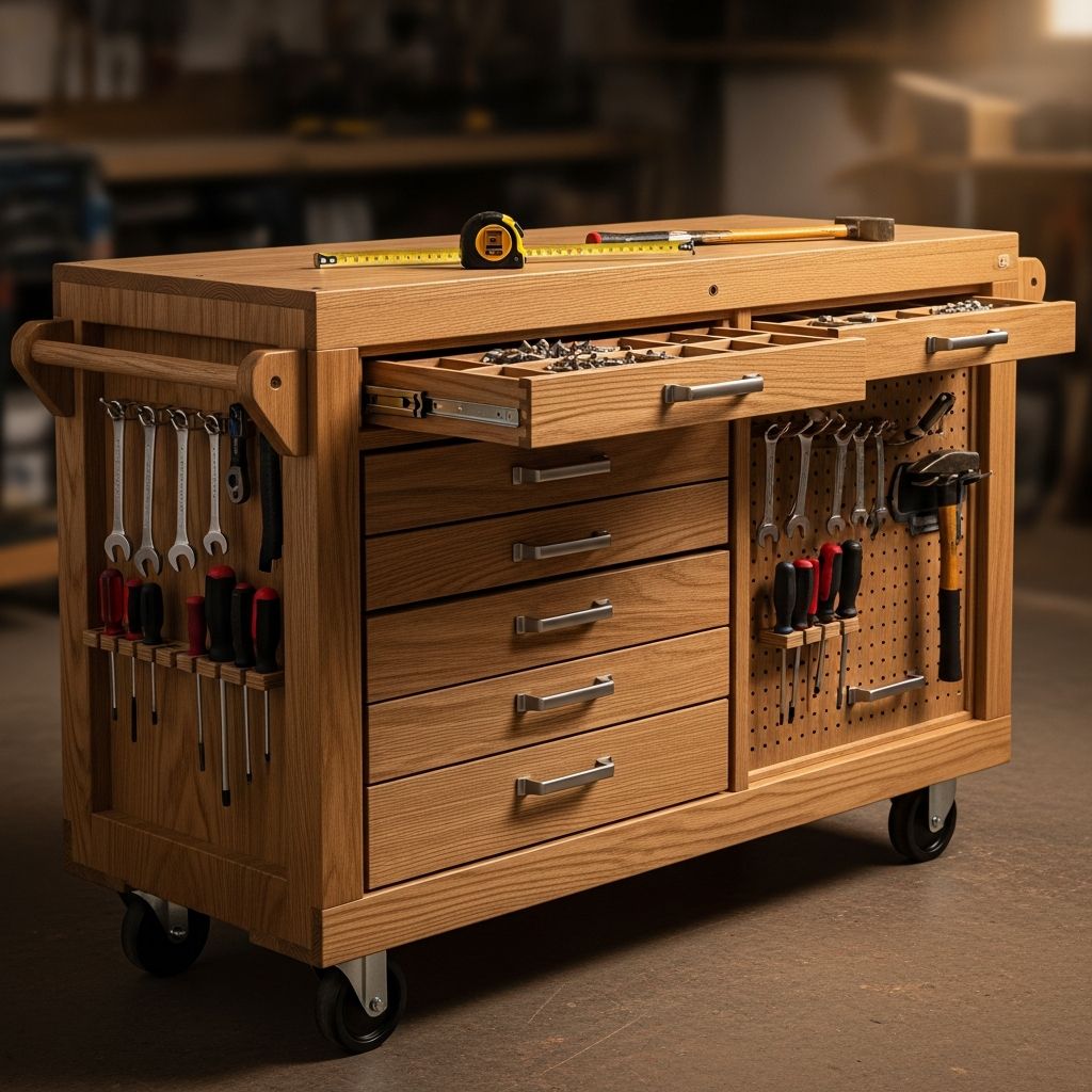 Complete guide to building a mobile tool cart for organized, efficient workshop storage.