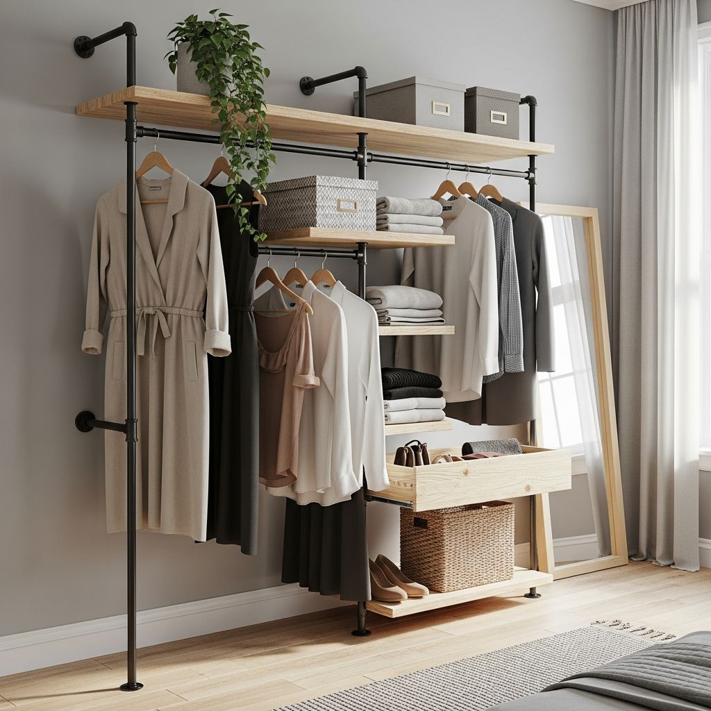 Build stylish, flexible clothes racks that declutter your home and show off your wardrobe.