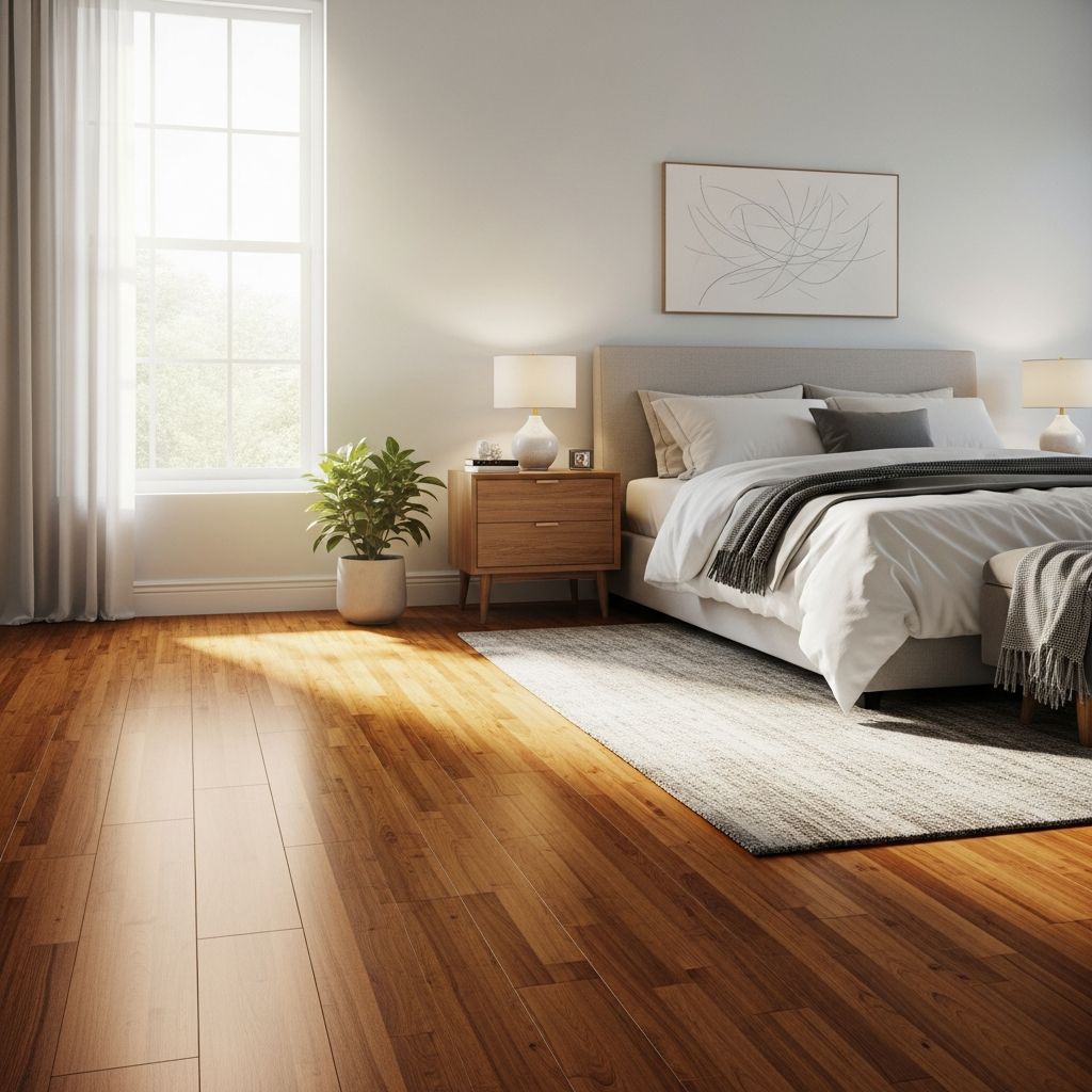 Transform your bedroom with beautiful wood flooring: Design tips, types, and installation guidance.