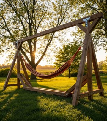 Craft a sturdy, portable hammock stand at home using simple materials for ultimate backyard relaxation without trees.