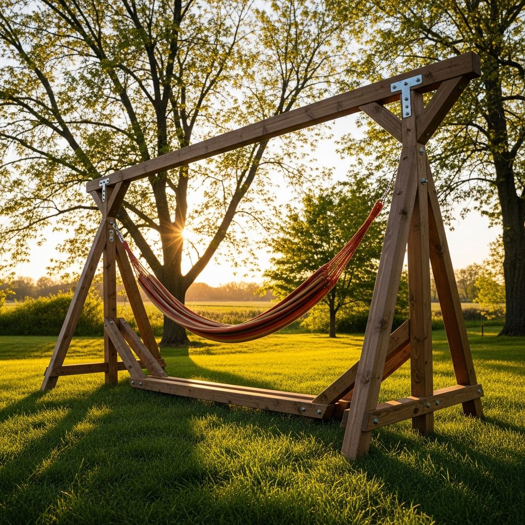 Build Your Own Freestanding Hammock Stand Craft a sturdy, portable hammock stand at home using simple materials for ultimate backyard relaxation without trees.