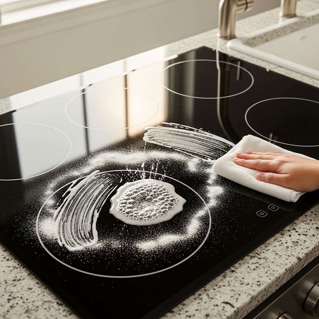 Master natural cleaning techniques using vinegar and baking soda to restore your glass stovetop to a sparkling shine effortlessly.