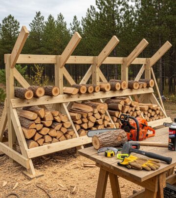 Construct an efficient firewood cutting frame to streamline your wood processing workflow.