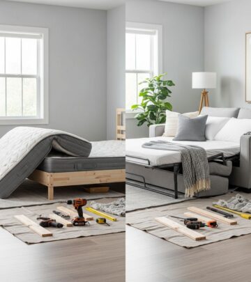 Master the art of repurposing a queen bed into a versatile sofa bed with our detailed DIY guide for smart space-saving furniture.