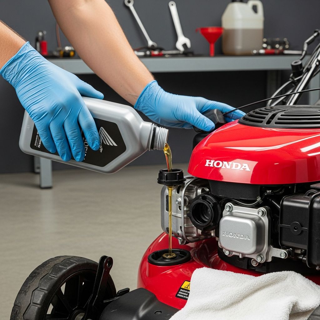 Step-by-step instructions to maintain your Honda lawnmower engine with proper oil changes for peak performance and longevity.