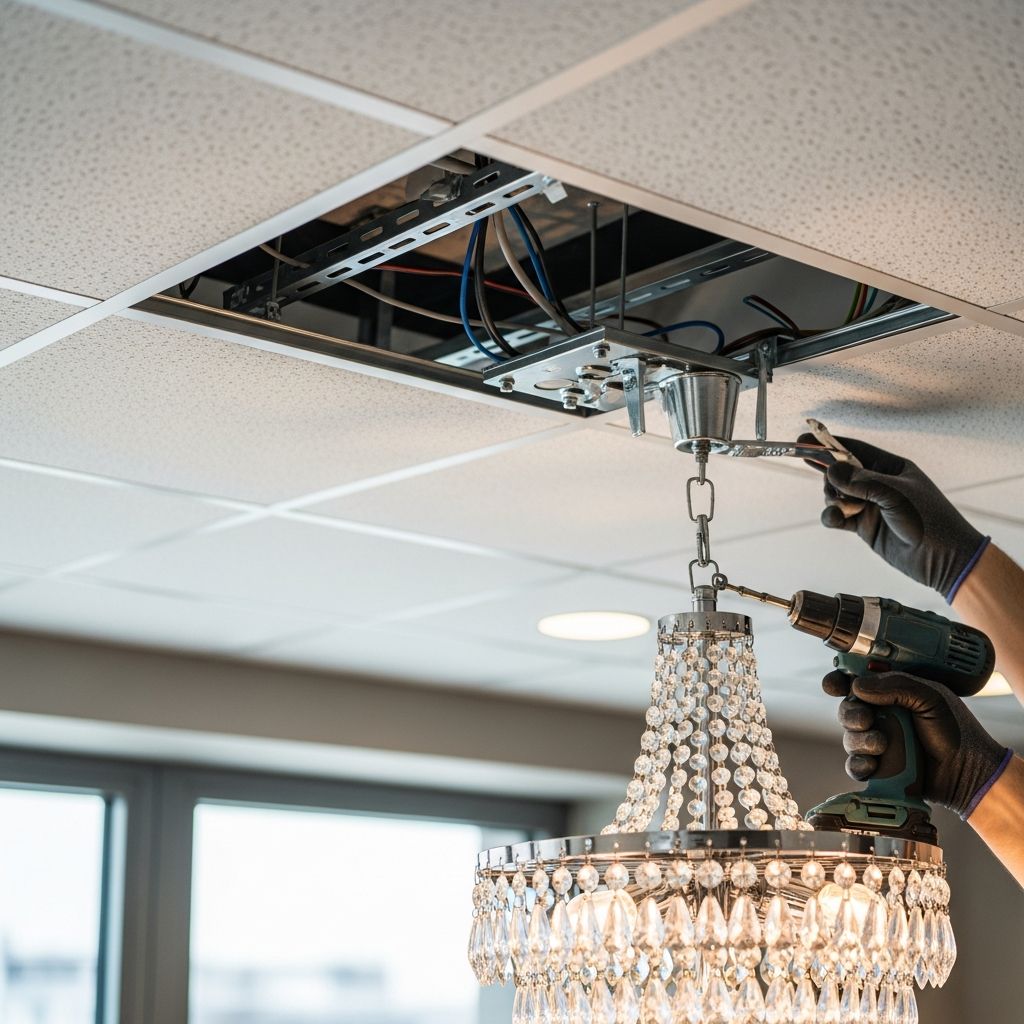 Master the art of safely installing elegant chandeliers on drop ceilings with our detailed step-by-step instructions and expert tips.