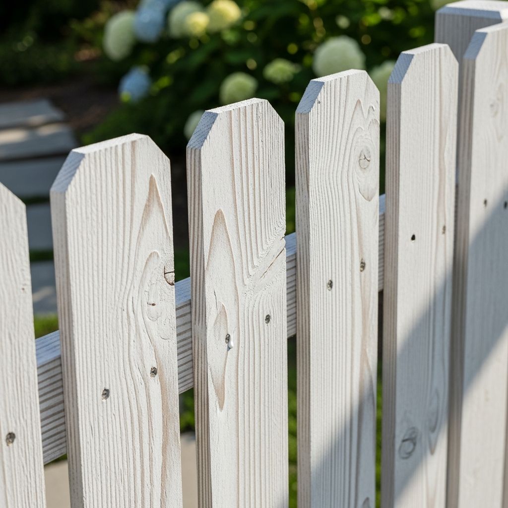 Achieve a timeless, rustic charm on your fence with expert whitewashing methods using simple paint dilutions and distressing tools.