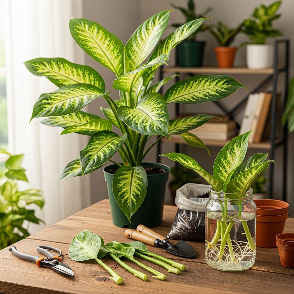 Master the art of multiplying Dieffenbachia plants at home with easy stem cuttings, water rooting, and soil methods for lush indoor greenery.