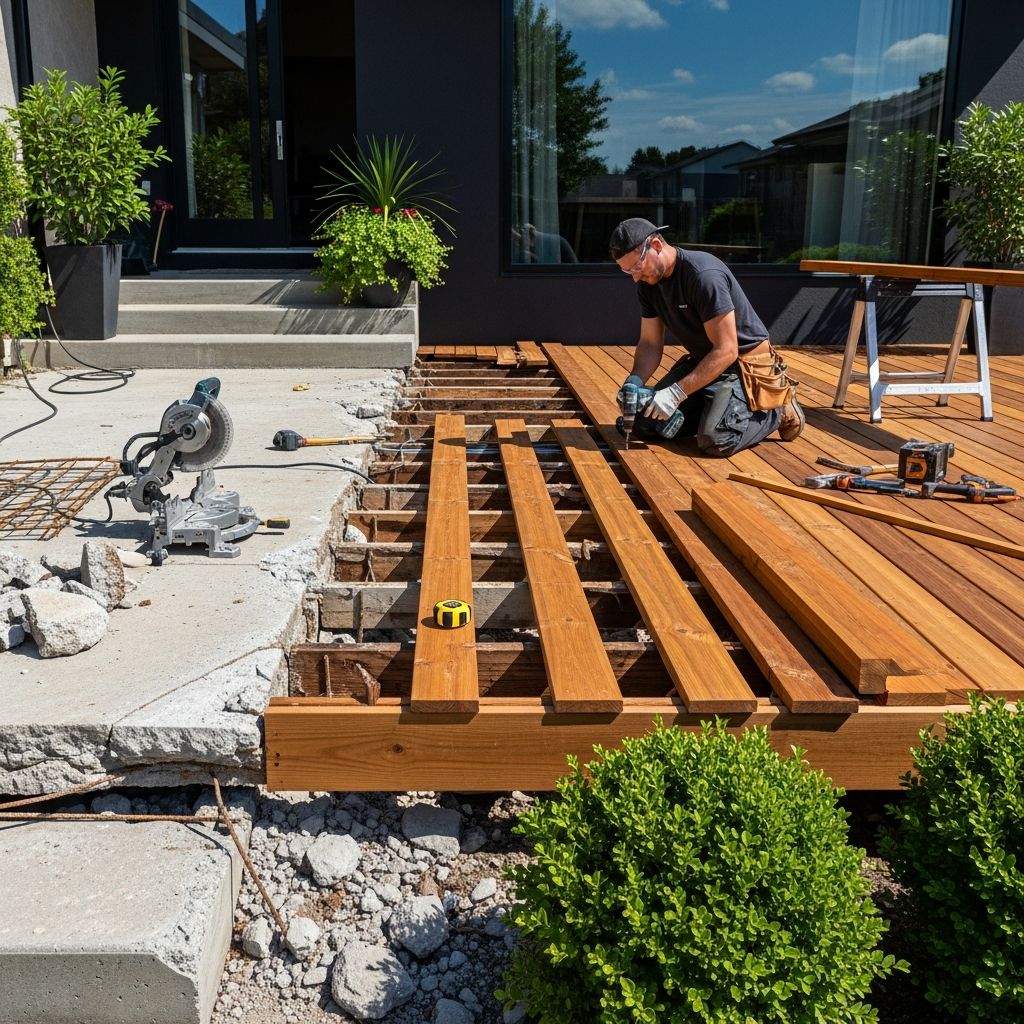 Upgrade your drab concrete porch into a stunning wood deck with expert techniques for lasting beauty and durability.