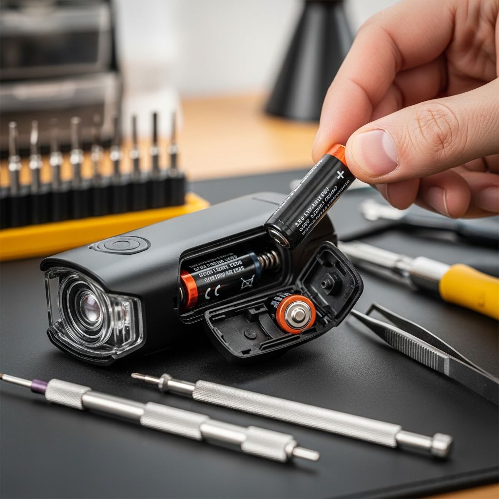 Step-by-step instructions for safely replacing batteries in your bike lights.