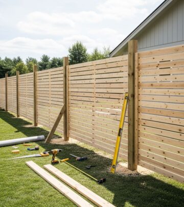 Transform your yard with a modern horizontal slat fence using affordable materials and simple tools for privacy and style.
