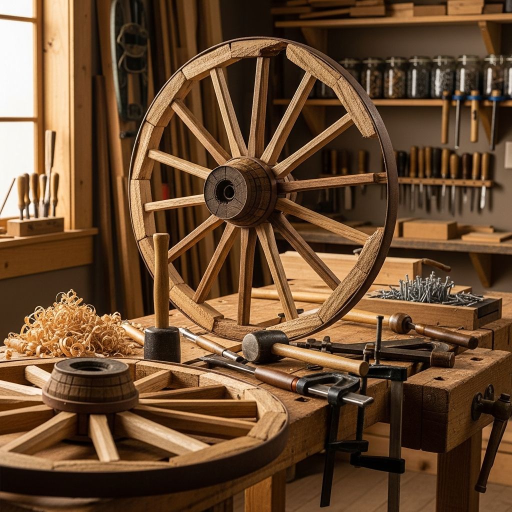 Master the art of building durable, authentic wooden wagon wheels using basic tools and lumber for DIY projects like carts and decor.