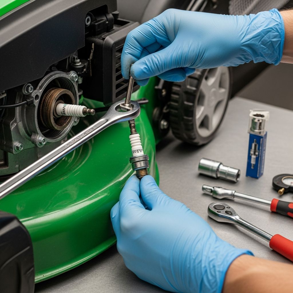 Master the essential skill of replacing your mower's spark plug safely and correctly.
