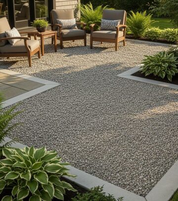 Transform your dull concrete patio into a stylish, low-maintenance outdoor retreat using pea gravel for timeless appeal and easy drainage.