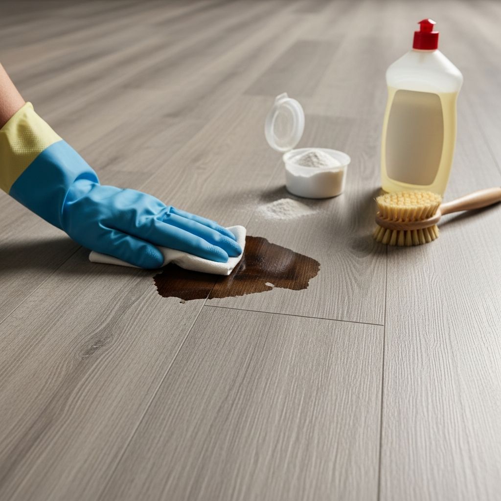Complete guide to eliminating oil marks and greasy residue from vinyl floors safely.