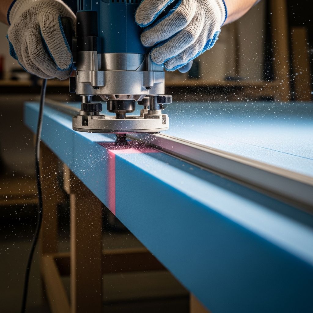 Master using a wood router to achieve clean, accurate cuts on foam board insulation for superior energy efficiency in your home projects.