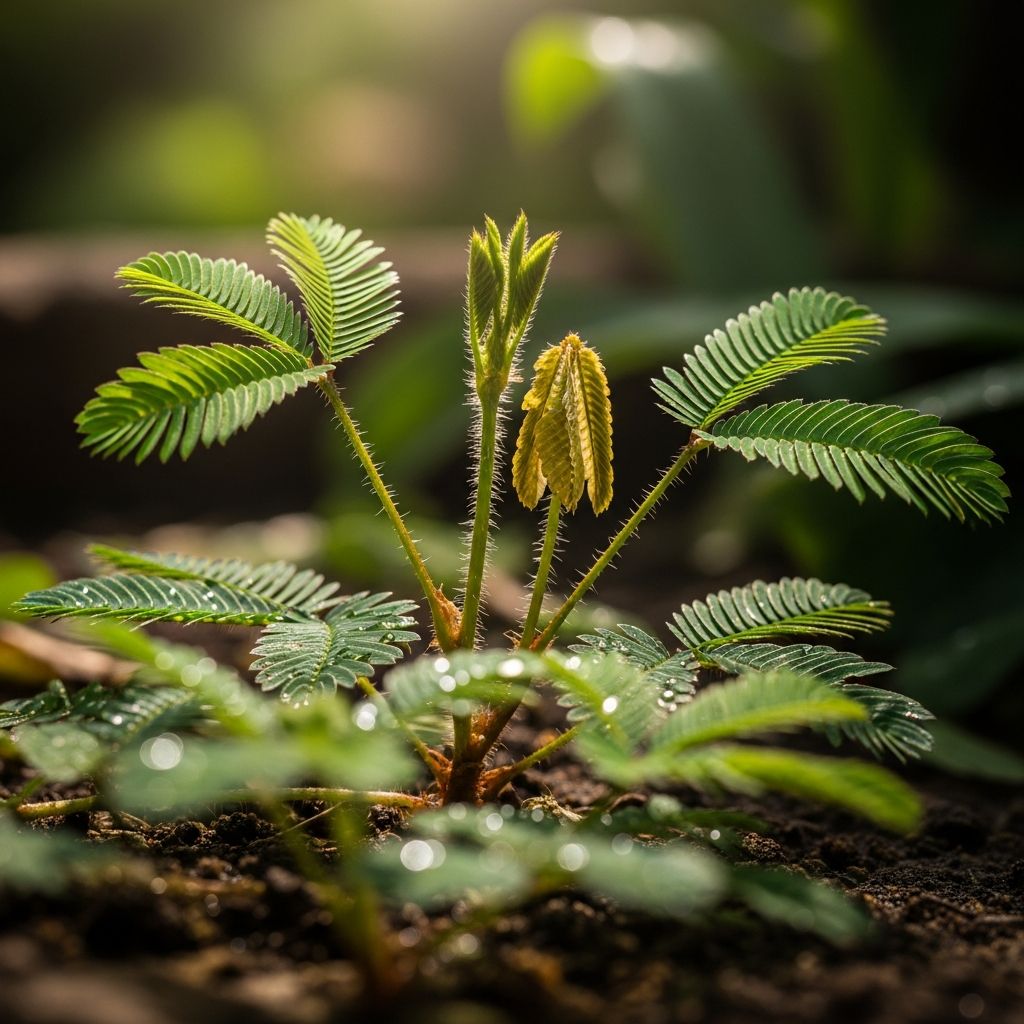 Discover the captivating Mimosa pudica, whose leaves fold on touch, blending botanical marvel with easy indoor-outdoor care tips.