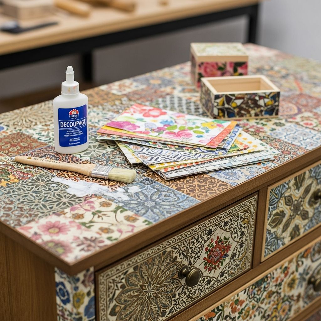 Decoupage Furniture: 14 Essential Tips Transform old furniture into stunning pieces with these 14 practical decoupage tips for beginners and experts alike.