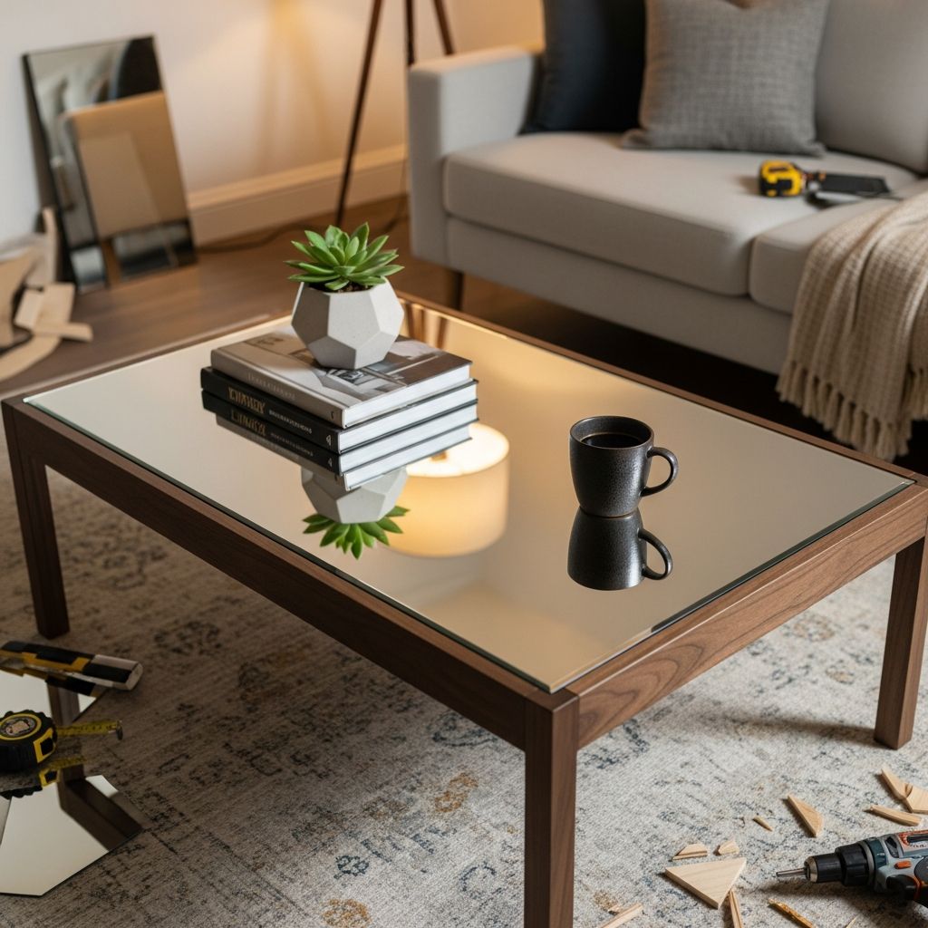 Transform your living space with a stunning mirrored coffee table using basic tools and materials.