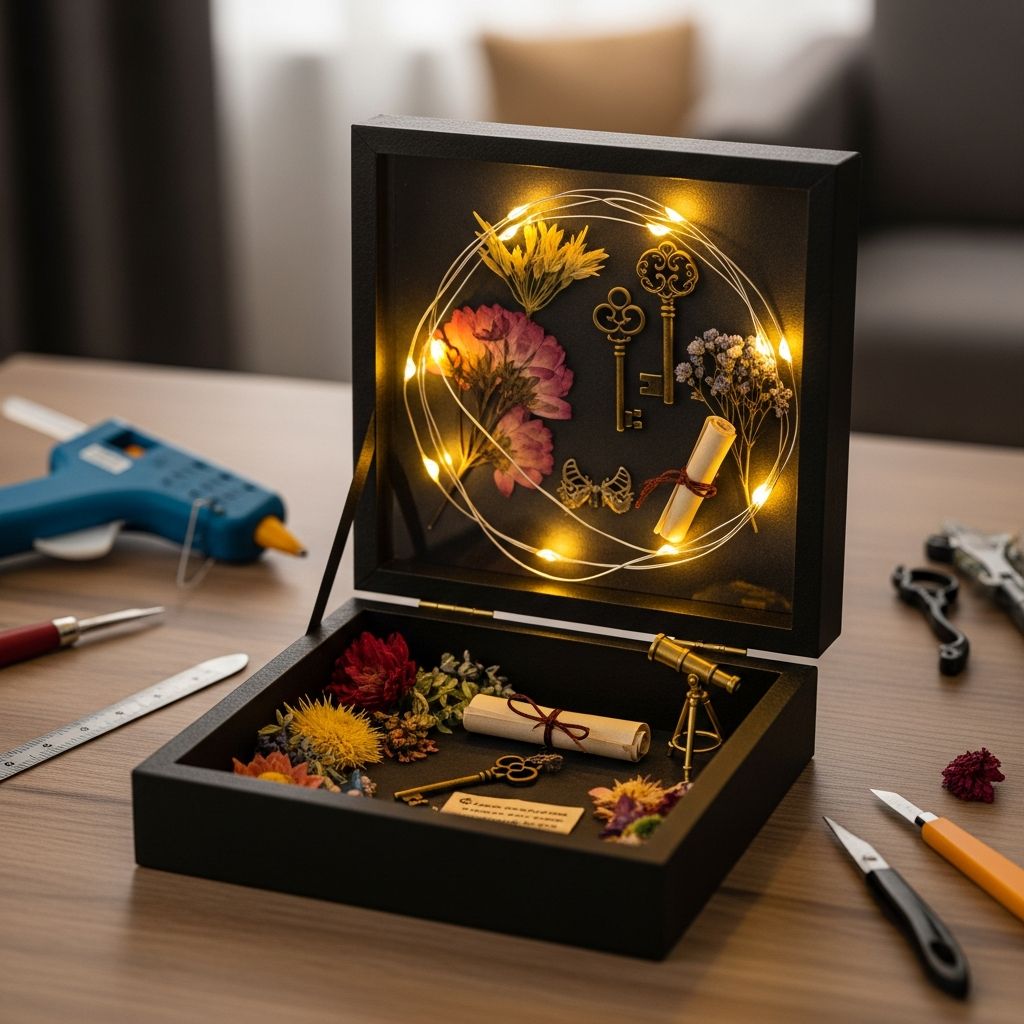 Transform ordinary shadow boxes into stunning illuminated displays with easy LED and fairy light techniques for personalized home decor.
